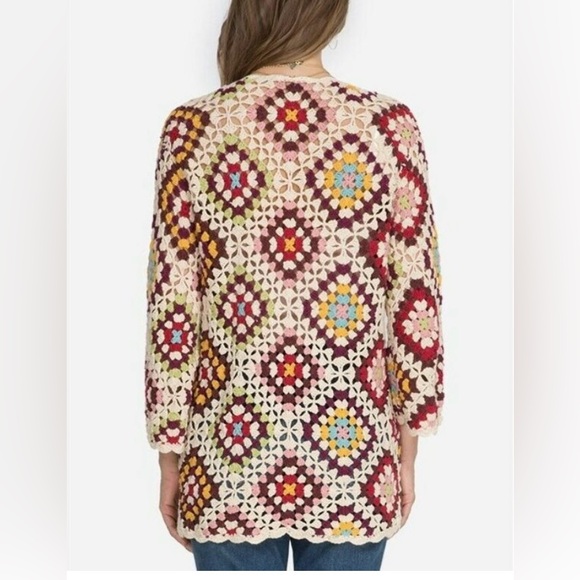 Johnny Was Granny Square Crochet Stevie Cardigan Sweater Size Medium - Picture 3 of 9